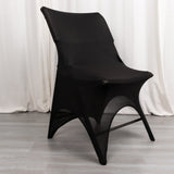Black Premium Spandex Wedding Chair Cover with Foot Pockets - The Perfect Addition to Any Event